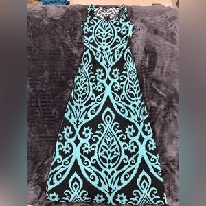 Black and blue maxi dress
